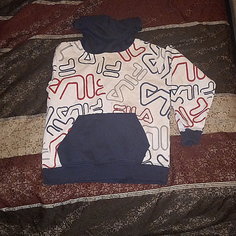 Red blue and gray Fila hoodie..M(10/12)